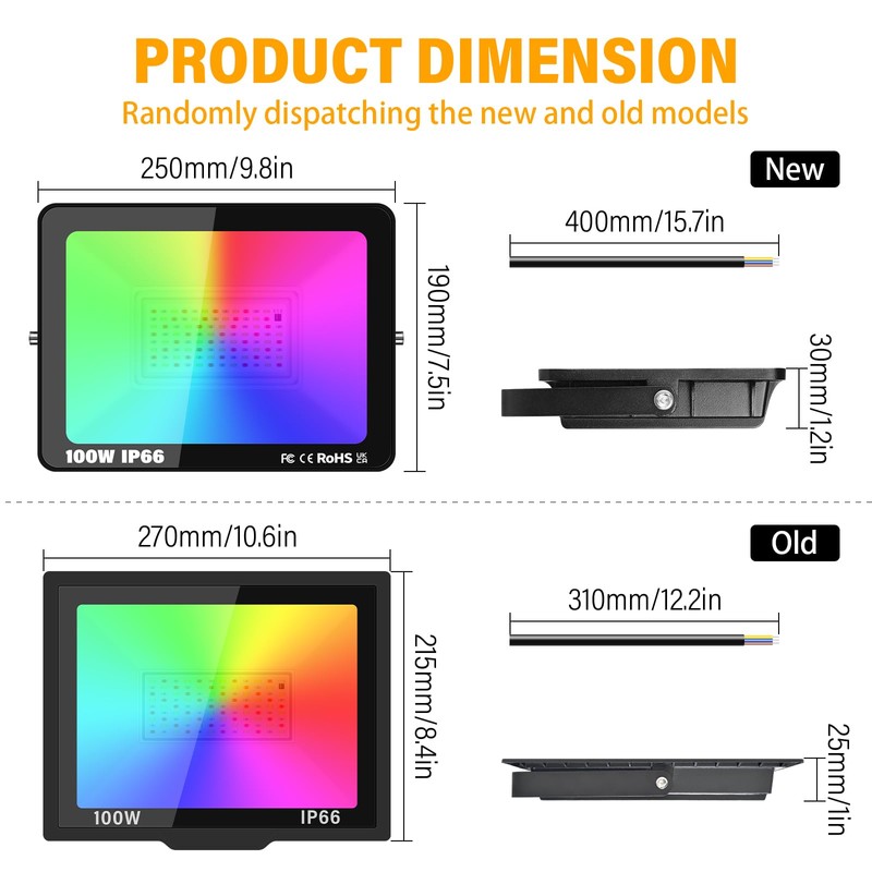 Willpower 100W 10000LM RGB LED Spotlight with Remote Control, LED
