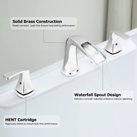 PARLOS 2-Handle Widespread Waterfall Roman Bathtub Faucet Tub Filler with Valve, Brushed Nickel, 1434202