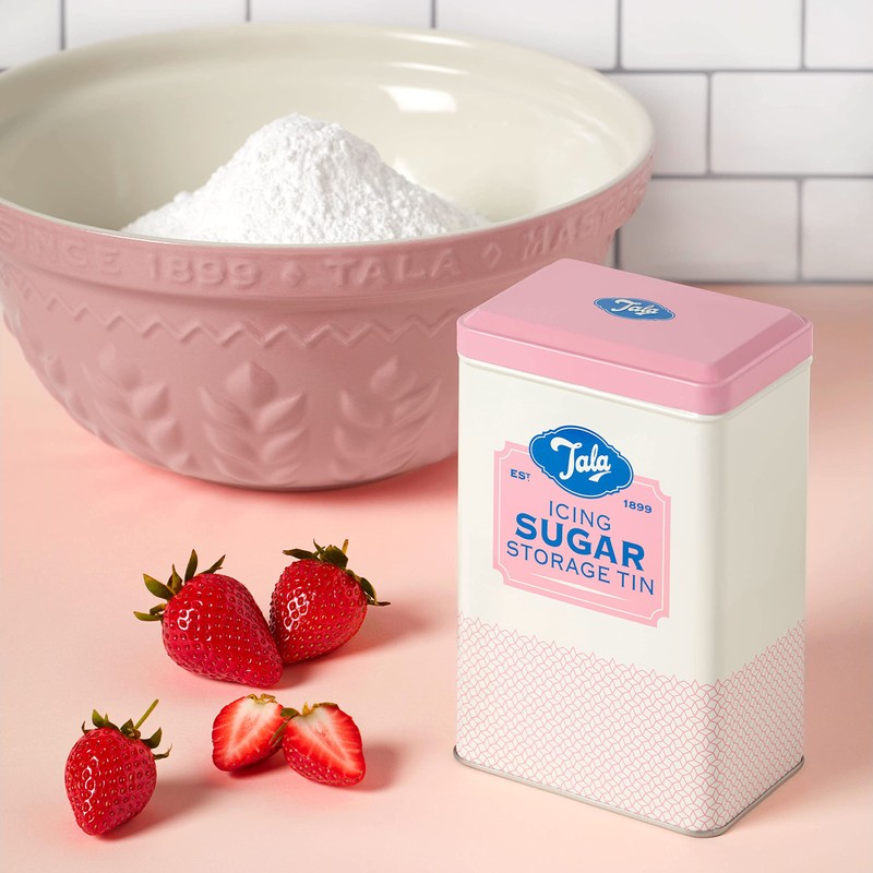 Tala Originals Storage Tin, Metal, Pink and Cream Nostalgic Design,