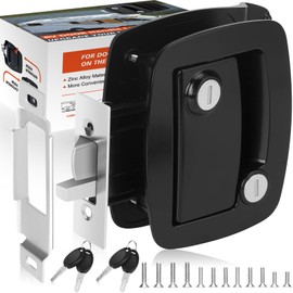 Wodli Upgraded 100% Metal RV Door Lock Replacement, RV Door Latch with Paddle Deadbolt 4 Keys, Camper Trailer Door Lock Latch for Enclosed Cargo Horse, RV Door Handle Fit 2.75"x3.75"x1.5" Lock Hole