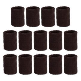 MECCANIXITY Wrist Sweatbands Sports Wrist Bands Sweat for Men & Women Athletic Absorbent for Basketball Football Tennis Soccer Running Working Out Dark Brown, Pack of 14