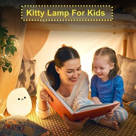 ZKLiLi Katze Lampe, Kitty Nachtlicht für Kinder Fernbedienung Silikon LED Nachtlichter Kleinkind Baby Mädchen Wiederaufladbare Nette Kawaii Nachtlicht...