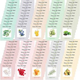 [ Nature Skin ] 100 Combo Pack Face Sheet Mask, Nude Sheet with Release Paper, Premium Quality Korean Facial Sheet Mask (10 x 10 Types                