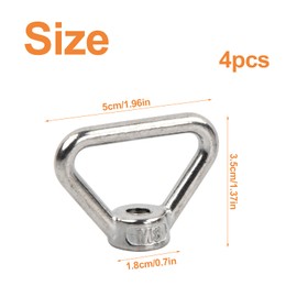 M8 Stainless Steel Ring Nut Lashing Eyelets Load Securing Triangle Ring Nut Eyelet Nuts for Automobile Ships Buildings and Power Plants - Pack of 4