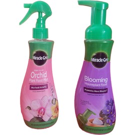 Miracle-Gro Blooming Houseplant Food, 8 oz & Miracle-Gro Orchid Plant Food Mist (Orchid Fertilizer) 8 oz. (2 fertilizers)