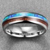 Corato Blue Opal Tungsten Wedding Band Domed 6MM Hawaiian Wood