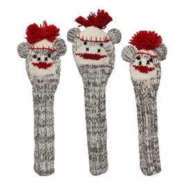 Sunfish Animal Knit Wool Golf Headcover Set Driver Fairway Hybrid Sock Monkey