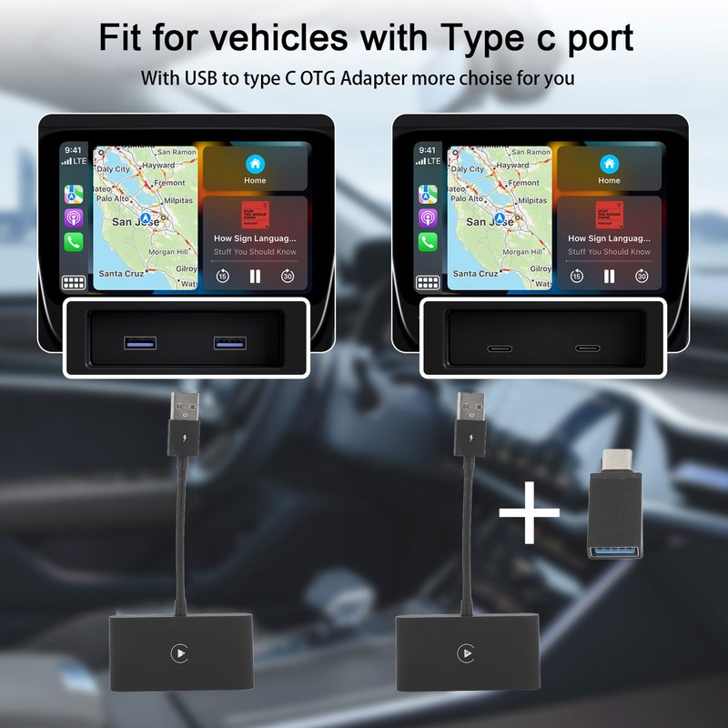 Car Wireless Adapter Wired to Wireless Car Wireless Dongle for