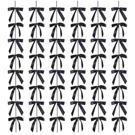 LOONELO Black Bow Hanging Garlands, Satin Ribbon Bowtie Banners, 6pcs Bow Knot Party Hanging Swirls Streamers Decorations for Girls Coquette Birthday, Wedding, Bridal Shower, Engagement Supplies