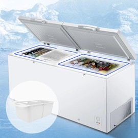 Adjustable 2 Pack Chest Freezer Organizer Baskets, Expandable Freezer Organizer Bins, Freezer Storage Bins for Chest Freezer, Retractable with Long Life, PP Material (White)