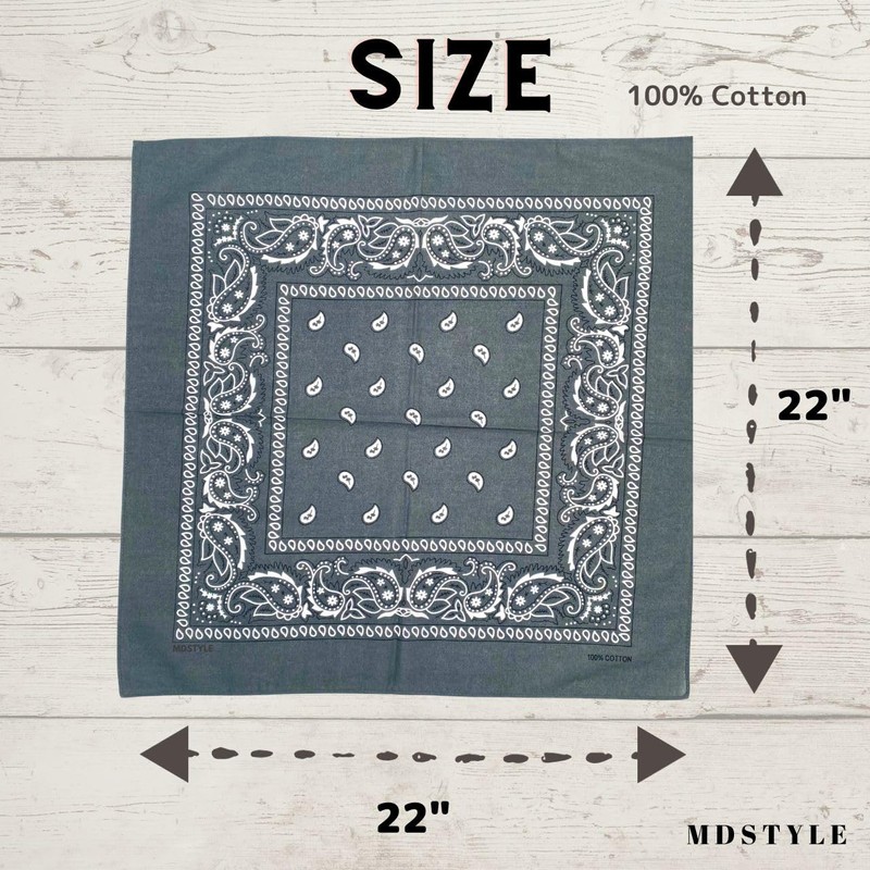 MDSTYLE 100% Cotton Bandana for Men & Women 22" x