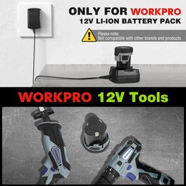 WORKPRO 12V Li-ion Battery Pack Charger - (Models: W123015AE, W123016AE, W121037AE, W125077AE, W125110AE, W009088AE),Not Compatible with Other Brands and Products