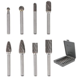 Rongon Carbide Burr Set, 8Pcs Metal Grinding Bits, Die Grinder Bits Rotary File Rasp with 1/4" Shank Tool Accessories, Attachment Rotary Tool Accessories Set Harder Than Diamond