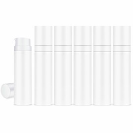 MYOC White Airless Pump Long Bottle Set | 6 Bottles | 50ml | Leak-Proof & Hygienic Dispensing | Ideal for DIY Beauty, Skincare, and Haircare