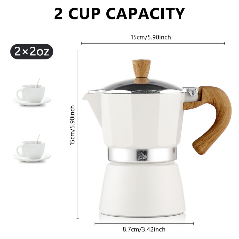 Bincoo Espresso Maker Stovetop,Camping Moka Pot 2 Cup/120ML,Stove Top Espresso