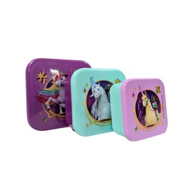 My sweety pop - Set of 3 Unicorn Lunch Boxes - Stackable Lunch Box 11.5 cm - Children - Crib, Nursery, School, Holiday - Blue/Purple