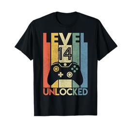 Level 14 Unlocked Shirt Funny Video Gamer 14th Birthday Gift T-Shirt