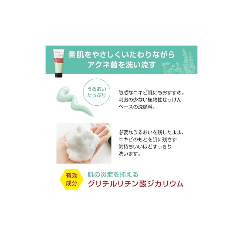 アクネバリア 薬用プロテクトウォッシュ 大人ニキビ 予防 混合肌 ハーブ ティーツリー 医薬部外品 洗顔料 100g