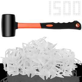 DGSL Tile Leveling System with Rubber Mallet, 1500-Piece 1/16 Inch Tile Spacers Clips Tile Tools, Tile Installation Tools for Professional Ceramic Tile and Stone Installation