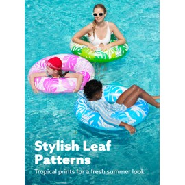 JOYIN 3 Pack Pool Floats, Pool Tube for Kids Swim Rings Inflatable Tubes, Tropical Leaves Floatie Ring Water Toys for Swimming, Summer Beach Party