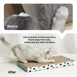 PAWSFANS Cat Scratcher Cardboard Scratch Pad with Box,Durable Corrugate Scratching Board Kitty Sofa Lounge Bed Reversible Catnip Included for Indoor Cats,Large (Box, 3pcs)
