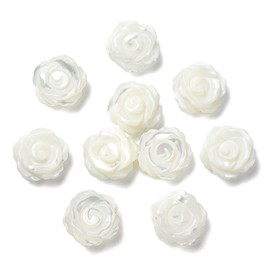 LiQunSweet 10 pcs White Rose Shell Beads Natural Mother of Pearl Beads Elegant Flower Floral Beads for DIY Jewelry Bracelet Necklace Earring Crafts Bag Keychian Decor