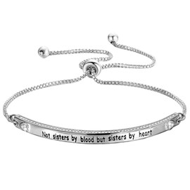Gift for Best Friend Friendship Bracelet Not Sis-ter by Blood But Sis-ter by Heart Jewelry Friend Bangle (Bar Bracelet S)