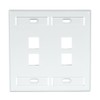 Leviton 4-Port Dual Gang QuickPort Wallplate with ID Windows, 42080-4WP,