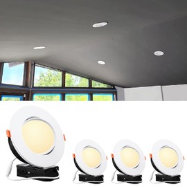 TORCHSTAR 6 Inch Gimbal LED Recessed Lighting with Junction Box, 13.5W IC Rated Air Tight Directional Swivel Downlight, CRI90+ Dimmable Canless LED Recessed Light, 3000K, ETL, Pack of 4