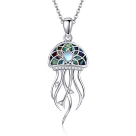HUKKUN Jellyfish Necklace Sterling Silver Jellyfish Pendant Necklace Dreamcatcher Jellyfish Jewelry Gifts for Women