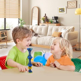 New 3Story Impossible Cone with Ball, Spiral Cone Fidget Toy, Pyramid Passthrough Sculpture, 3D Printed Spiral Cone, Mini Cone Funny Desktop Decoration for Adults Home Office Desk (Blue)