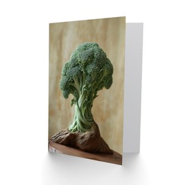 Artery8 Greeting Card Broccoli Tree Fantasy Fun Conceptual Art Blank For Him Or Her Art Birthday Card