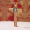 KASSIS Olive Wood St. Benedict Cross for Hanging Benedict Cross