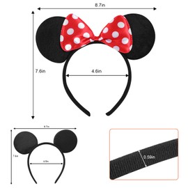 Swinnet 20 Pack Mouse Ears Solid Bow ears Headband for Birthday Party Supplies and Mouse Themed costume Cosplay Decoration