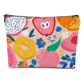 XFN Aesthetic Fruit Makeup Bag, Fruit Lovers Gifts Cosmetic Bag Travel Pouch, Friendship Gifts for Women Girls Daughter Sisters Niece Mom Best Friends Bestie Graduation Birthday Gifts