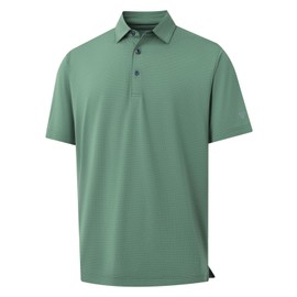 M MAELREG Mens Polo Shirts Short Sleeve Moisture Wicking Jacquard Casual Business Golf Shirts for Men Dry Fit Dark Green