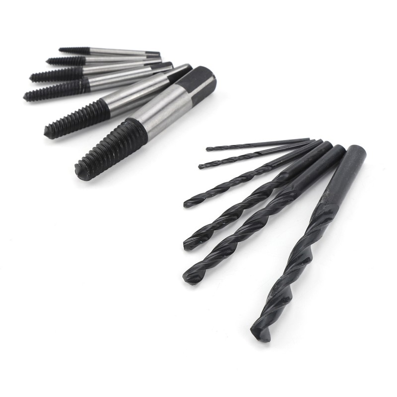 12Pcs Steel Screw Extractors and Drill Bits Guide Set Broken