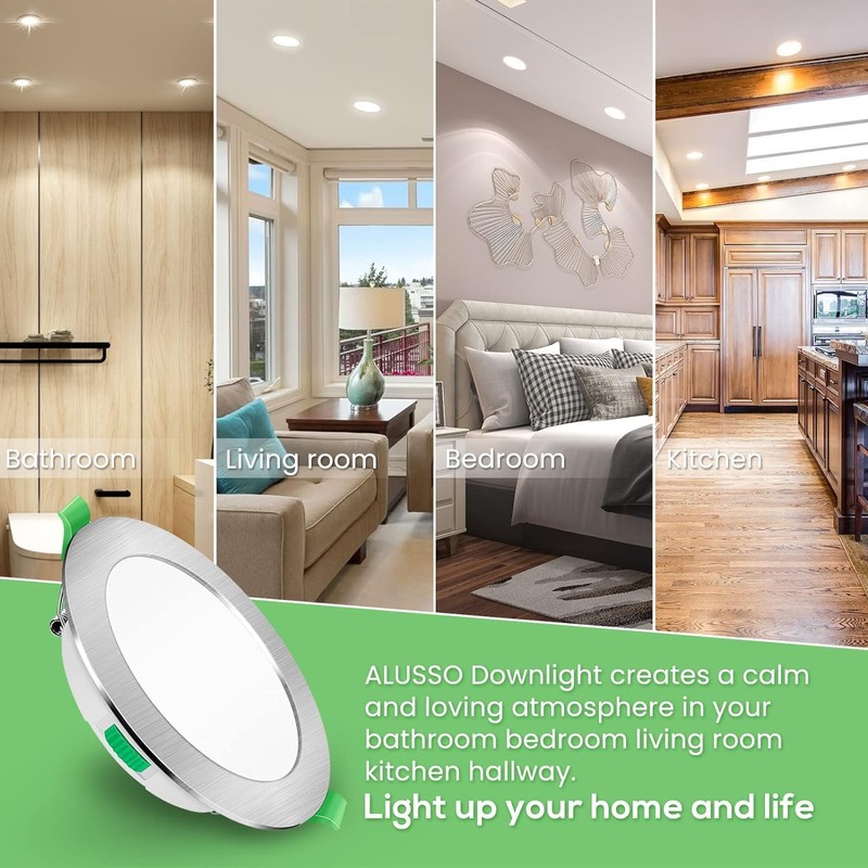 ALUSSO LED Recessed Ceiling Spotlights Dimmable, 5W Downlights Ultra Slim