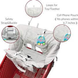 PandaEar Shopping Cart Cover for Baby, 2-in-1 Grocery Cart Seat Cover & Baby Highchair Cover for Infant, Toddler -Grey