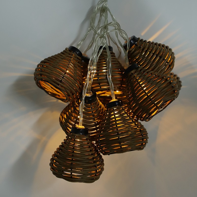 10Pcs Rattan Lamps String Lights LED Rattan Balls Fairy Lights