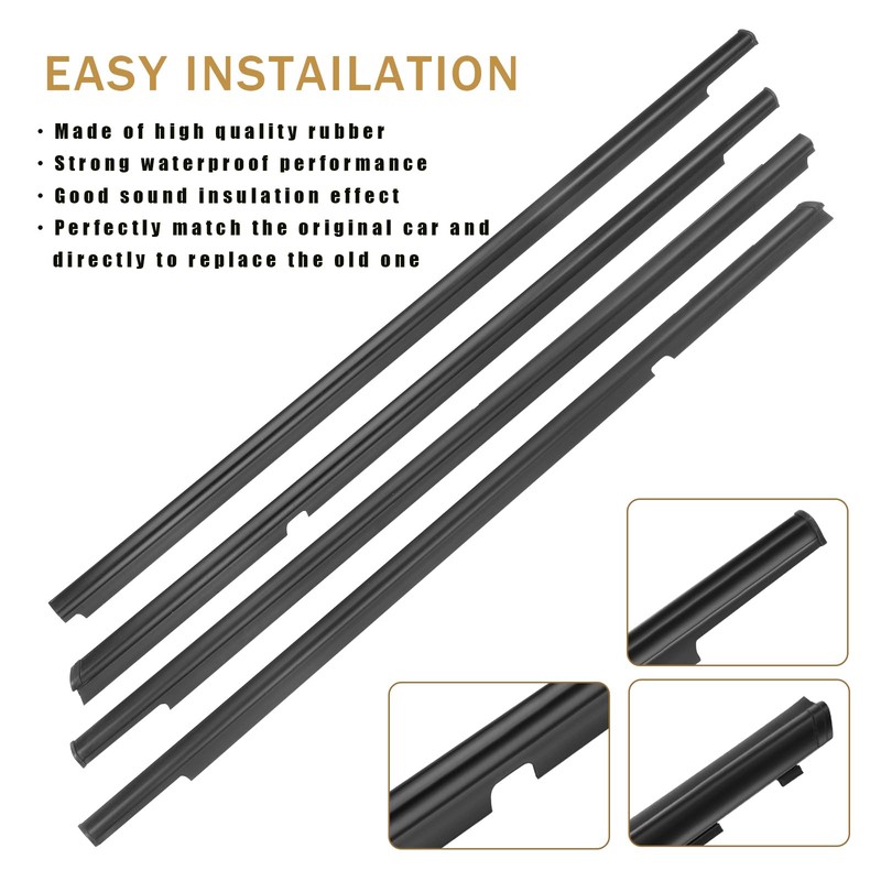 Ricmjend 4Pcs Weatherstrip Window Moulding Trim Seal Belt Compatible with