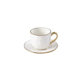 Pampa Bay Golden Salerno Titanium-Plated Porcelain Espresso Cup & Saucer, 4.25 x 3.5in