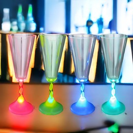 mushroomcase Light up shot Cup LED Wine Champagne Color Changing Glasses Plastic Cocktail Tableware 4 PCS