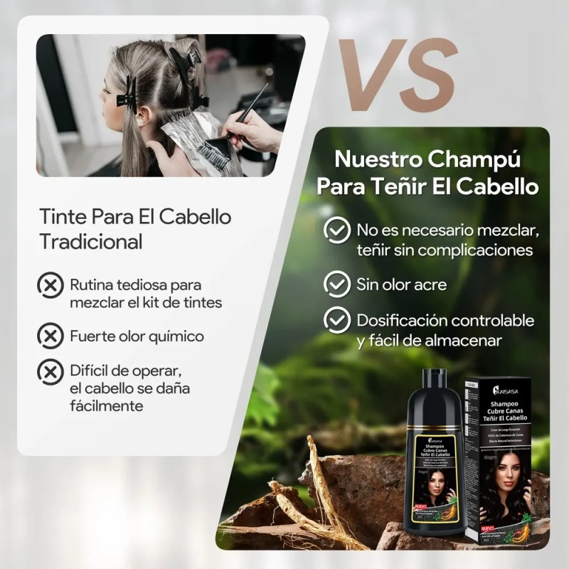 Shampoo Tinte Instantáneo Cubre Canas Natural Jengibre 500ml