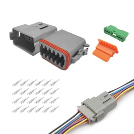 ZNDAW DT 12 Pin Connector Kit, 16 AWG Automotive Waterproof Electrical Plug 12 Way Male Female Socket, DT04-12P DT06-12S Connectors with Crimp Wire Terminals for Car Truck Motorcycle