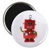 CafePress Red Toy Robot Waving Hello Magnets 2.25" Round Button
