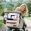 Universal Stroller Organizer with Cup Holder: Non Slip Strap Stroller