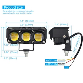 Szplonly LED Yellow/White Motorcycle Driving Fog Lights Bar 2Pcs approx 3.8Inch Offroad Driving Lights Pod Lights Work Auxiliary Lights fit for Motorcycle Truck Vehicle ATV SUV UTV 4WD Boat Tractor