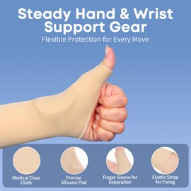 WooTshu Thumb Wrist Support Braces,Breathable Thumb Compression Sleeves with Soft Gel Pads for Relieve Hand Thumb Wrist Carpal Tunnel Joint Pain (Large)
