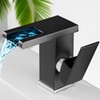 Bathroom Faucet Led Light RGB Waterfall Spout Black Lavatory Vanity